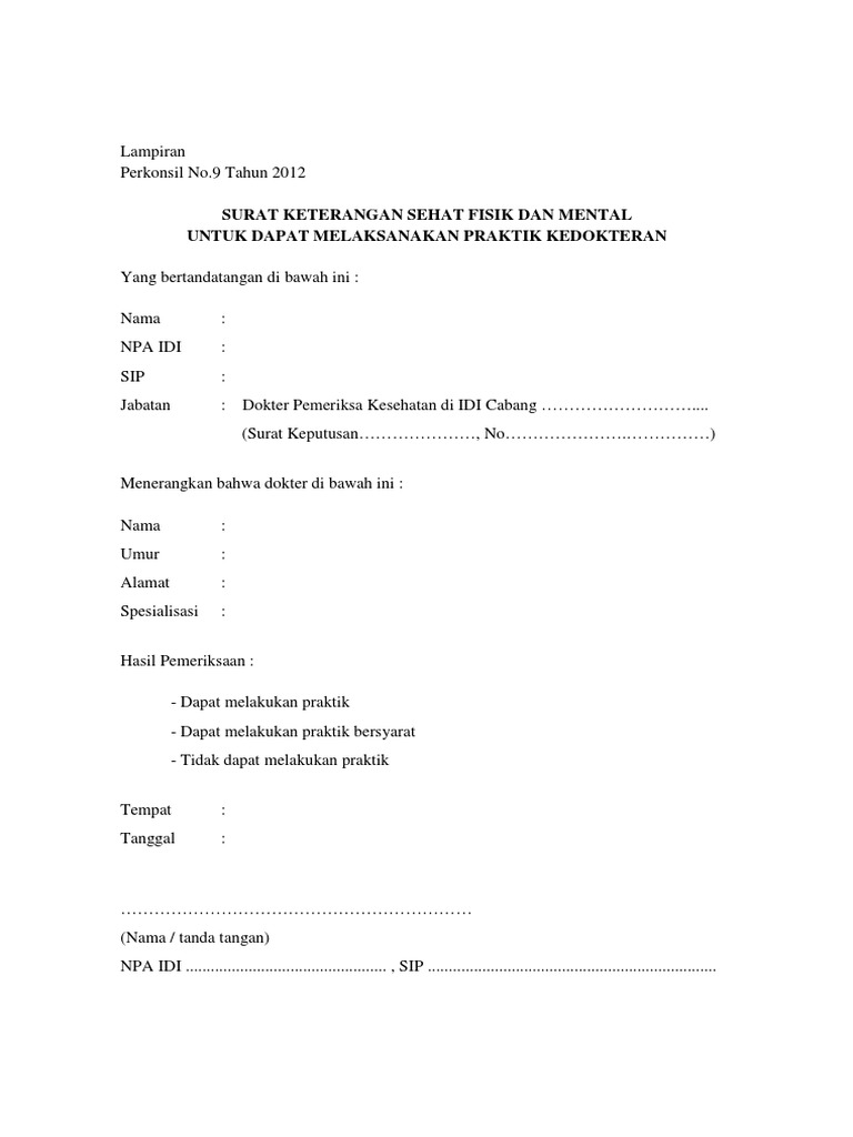 Detail Format Surat Keterangan Sehat Nomer 18