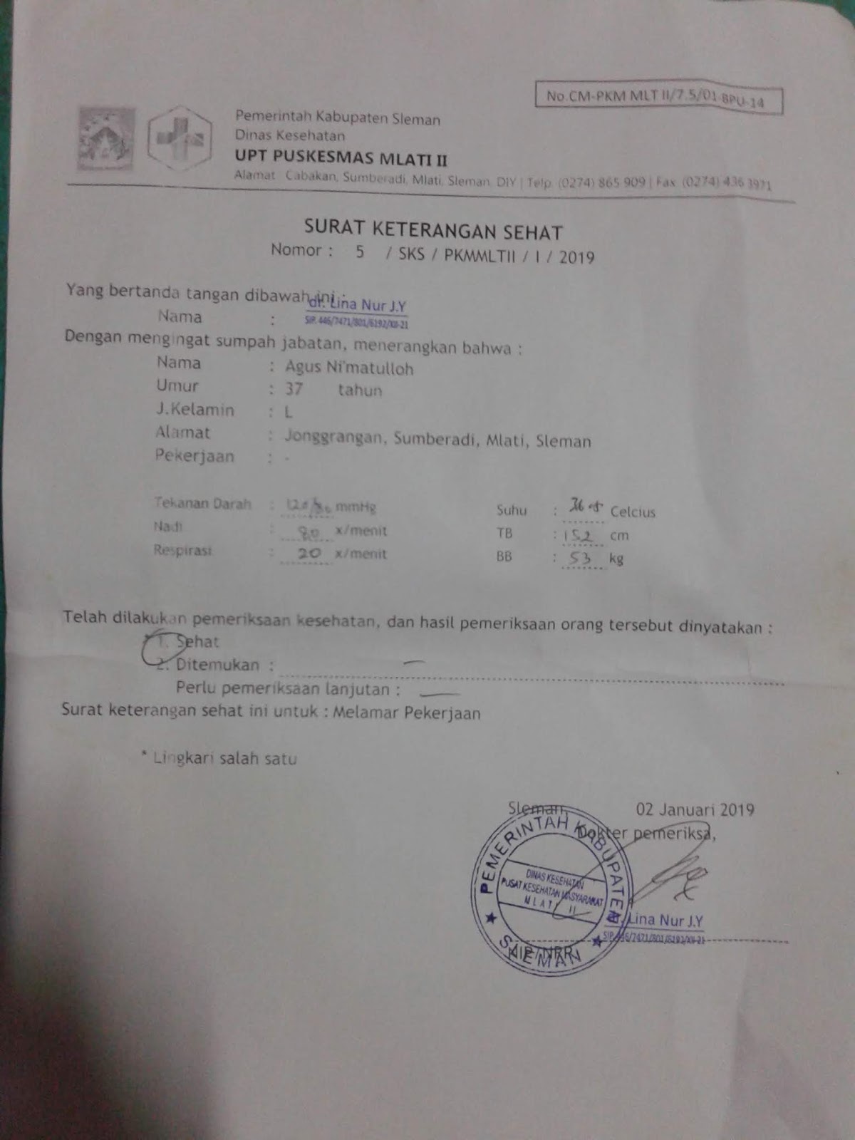 Detail Format Surat Keterangan Sehat Nomer 22