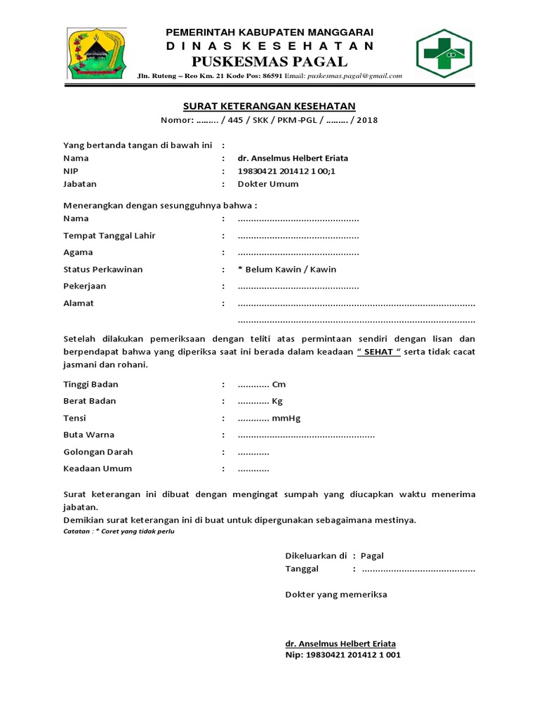 Detail Format Surat Keterangan Sehat Nomer 29