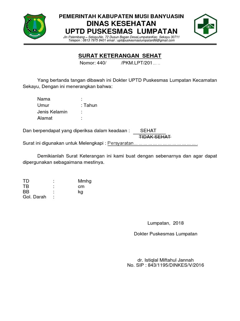 Detail Format Surat Keterangan Sehat Nomer 44