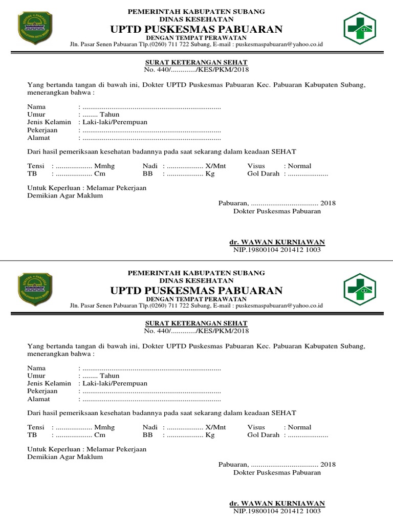 Detail Format Surat Keterangan Sehat Nomer 50