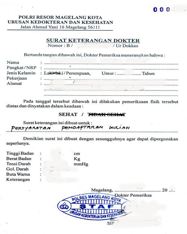 Detail Format Surat Keterangan Sehat Nomer 51