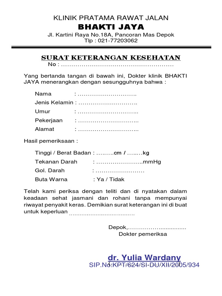 Detail Format Surat Keterangan Sehat Nomer 53