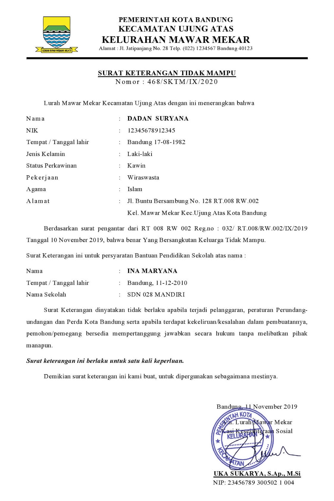 Detail Format Surat Keterangan Tidak Mampu Nomer 7