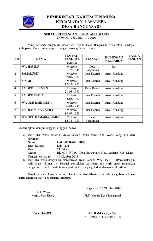 Detail Format Surat Keterangan Waris Dari Kelurahan Nomer 16