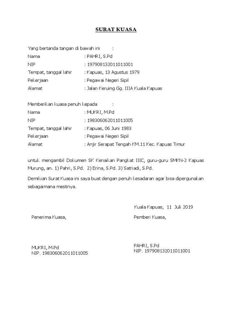 Detail Format Surat Kuasa Nomer 15