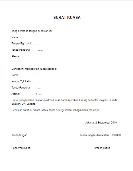 Detail Format Surat Kuasa Nomer 16