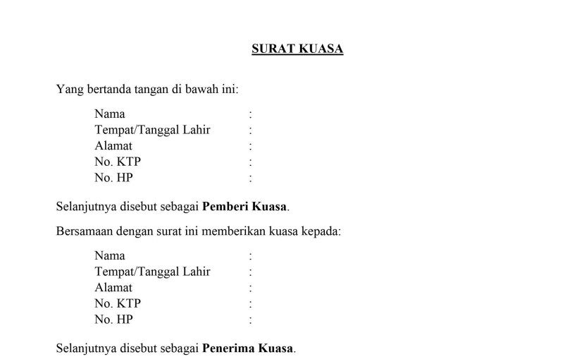 Detail Format Surat Kuasa Nomer 2