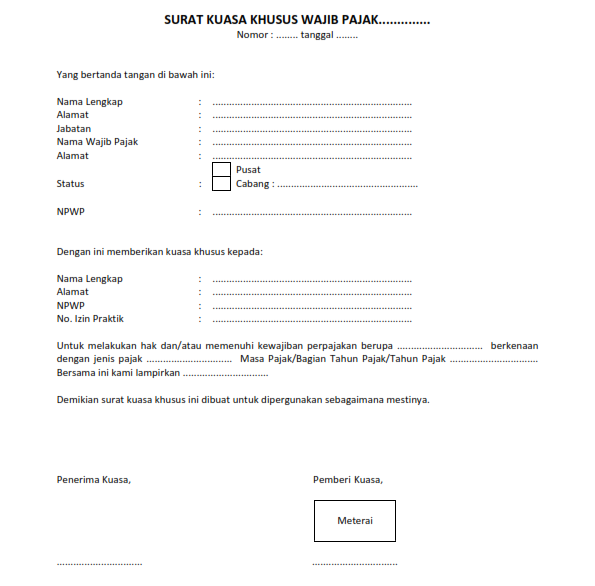 Detail Format Surat Kuasa Khusus Nomer 15