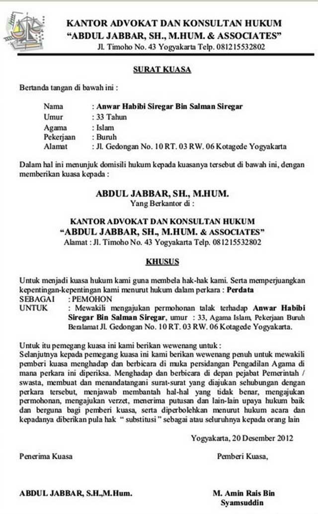 Detail Format Surat Kuasa Khusus Nomer 48