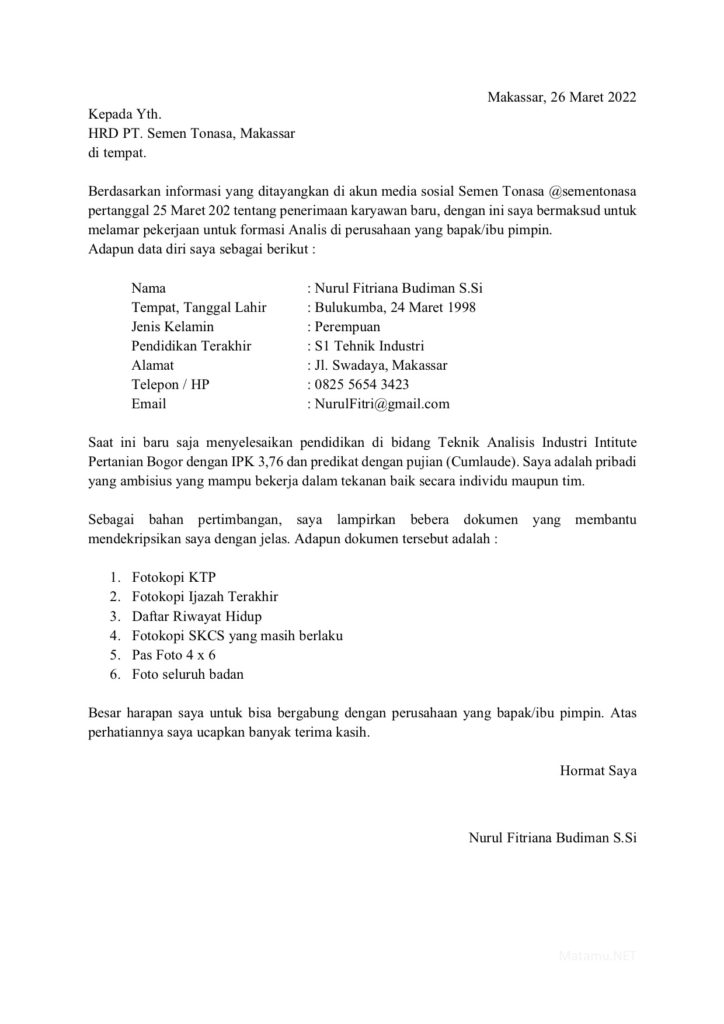 Detail Format Surat Lamaran Nomer 35