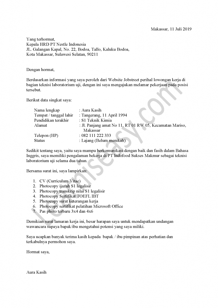 Detail Format Surat Lamaran Nomer 46