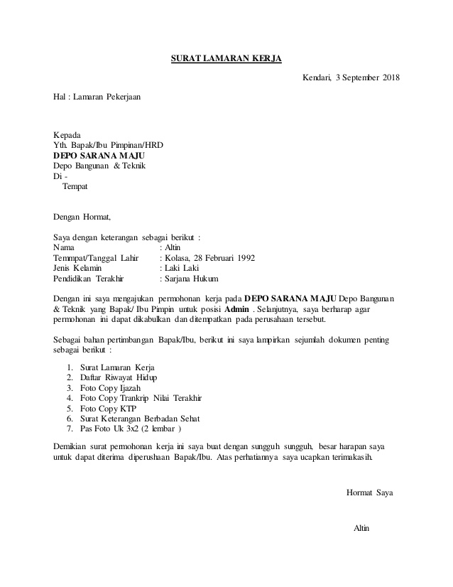Detail Format Surat Lamaran Nomer 7