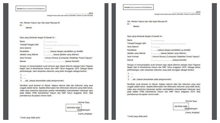 Format Surat Lamaran Cpns 2019 Kemenkumham - KibrisPDR