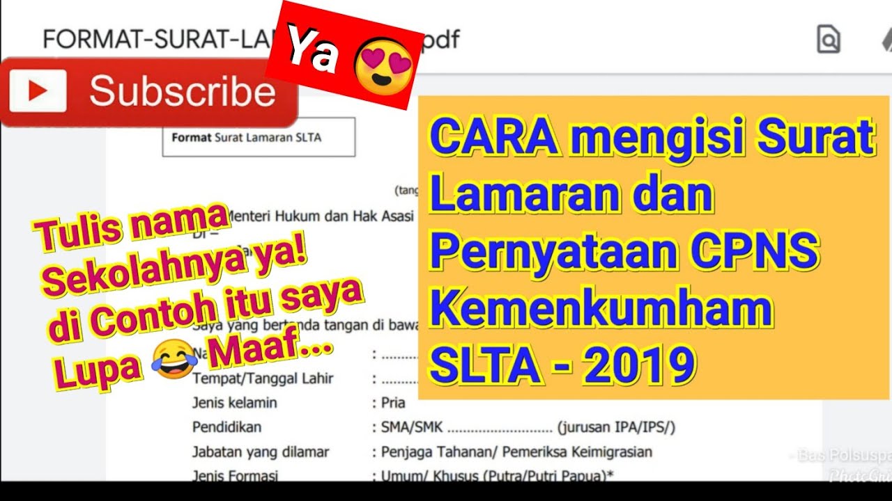 Detail Format Surat Lamaran Cpns 2019 Kemenkumham Nomer 39