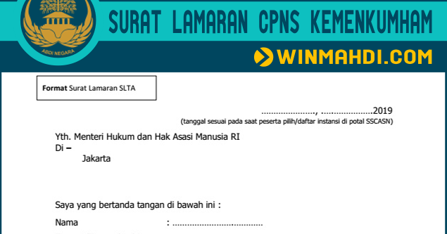 Detail Format Surat Lamaran Cpns 2019 Kemenkumham Nomer 40