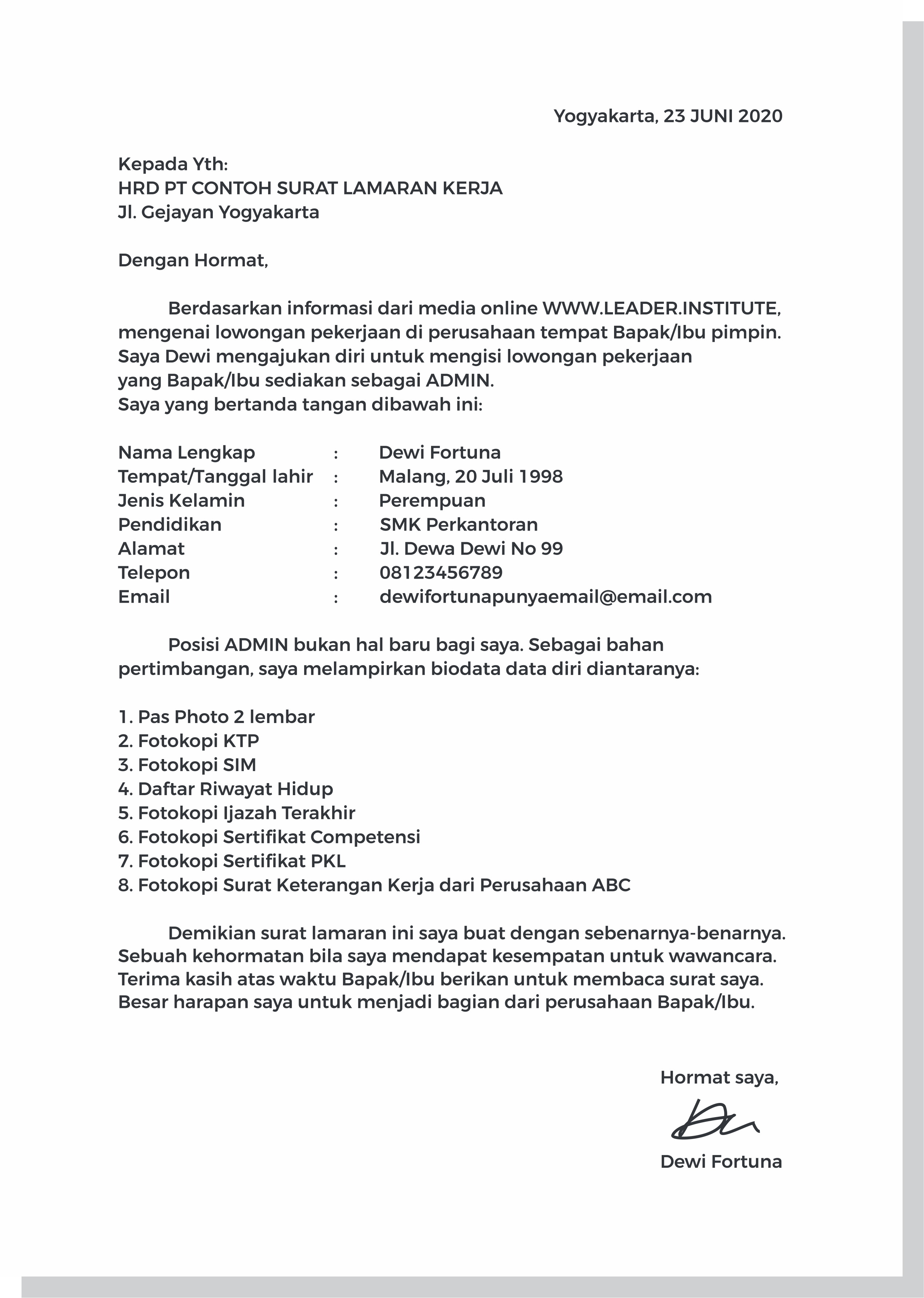 Detail Format Surat Lamaran Kerja Nomer 22