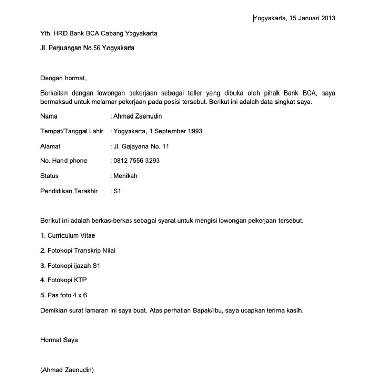 Detail Format Surat Lamaran Kerja Dan Cv Nomer 21