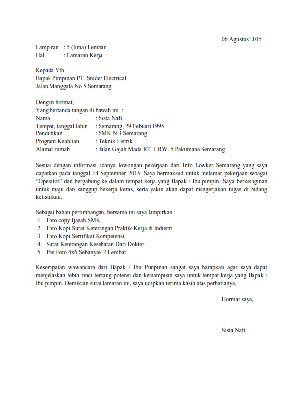 Detail Format Surat Lamaran Kerja Dan Cv Nomer 32