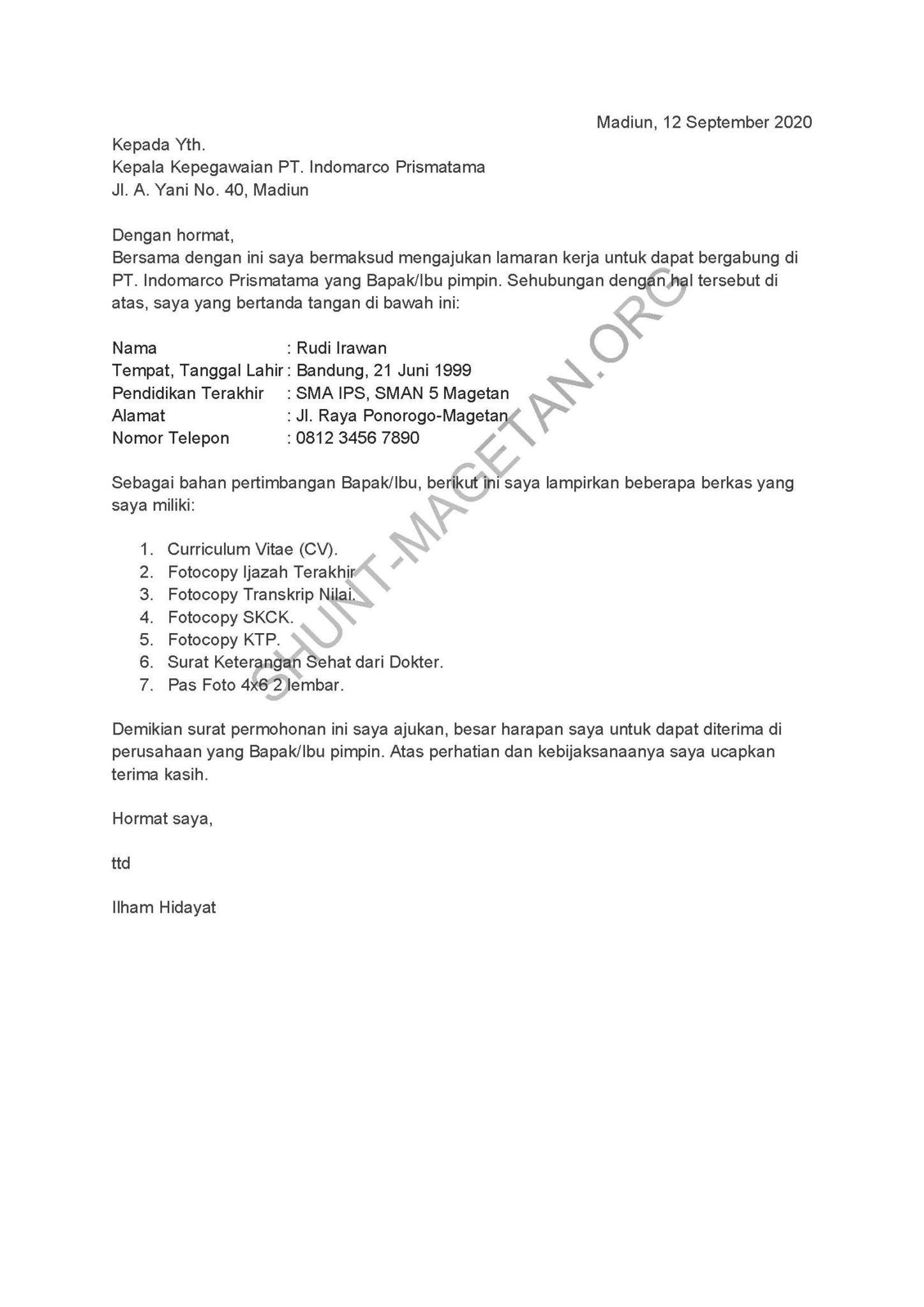 Detail Format Surat Lamaran Kerja Dan Cv Nomer 36