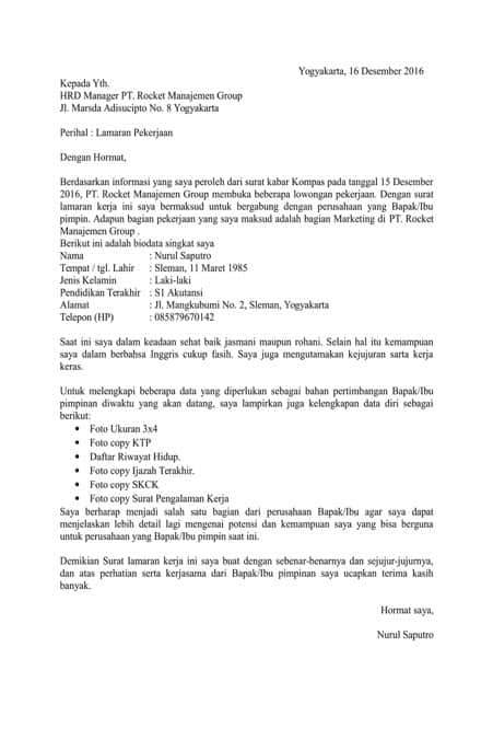 Detail Format Surat Lamaran Kerja Dan Cv Nomer 38