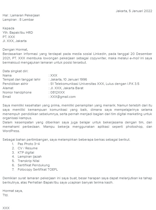 Detail Format Surat Lamaran Kerja Dan Cv Nomer 42