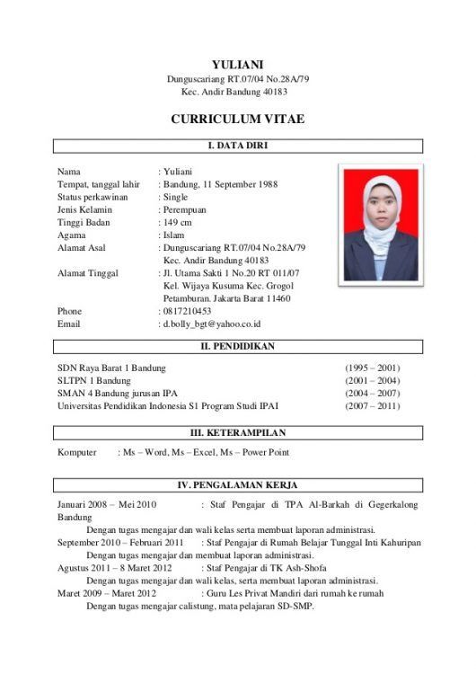 Detail Format Surat Lamaran Kerja Dan Cv Nomer 50