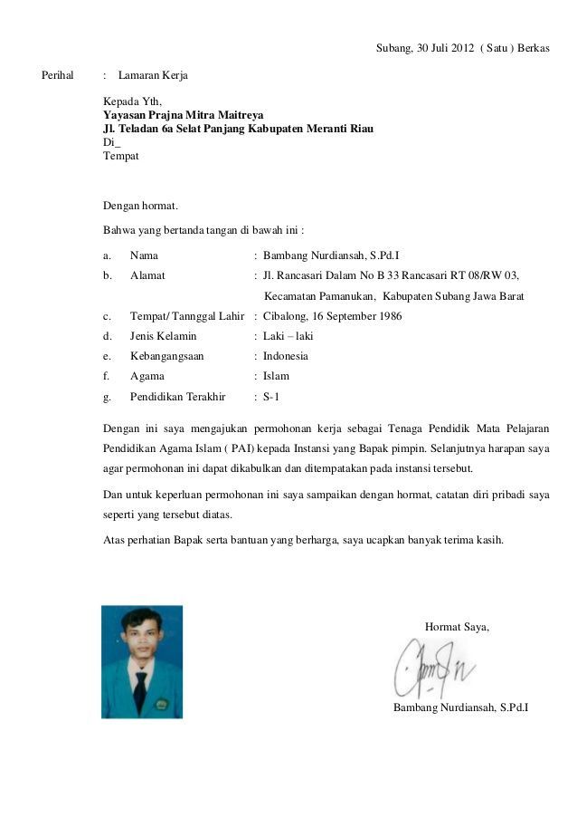 Detail Format Surat Lamaran Kerja Dan Cv Nomer 6