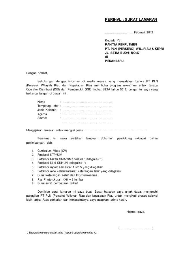 Detail Format Surat Lamaran Resmi Nomer 2