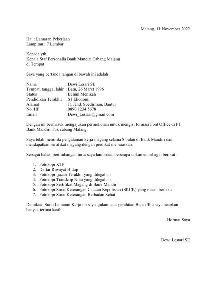 Detail Format Surat Lamaran Resmi Nomer 21