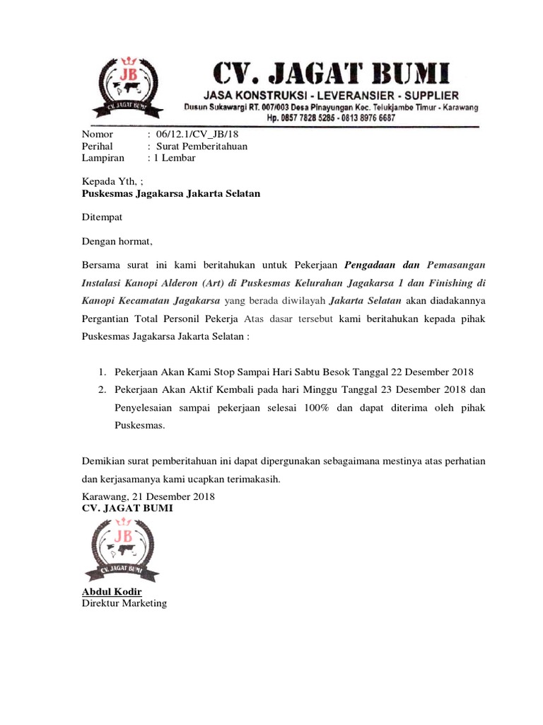 Detail Format Surat Pemberitahuan Nomer 12