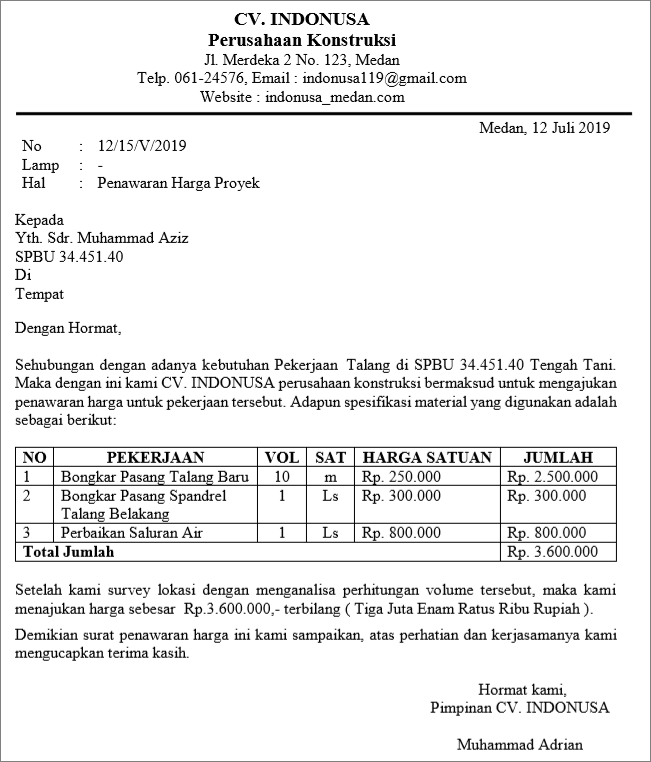 Detail Format Surat Penawaran Nomer 33