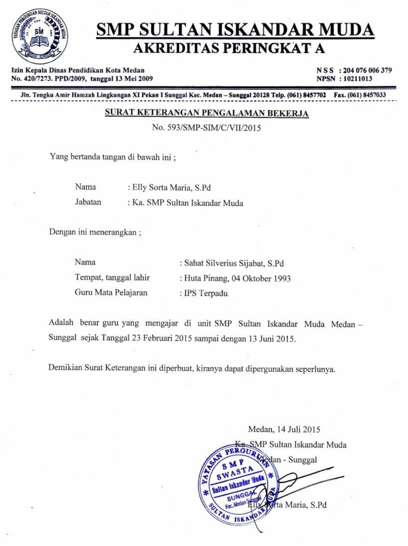 Detail Format Surat Pengalaman Kerja Nomer 25