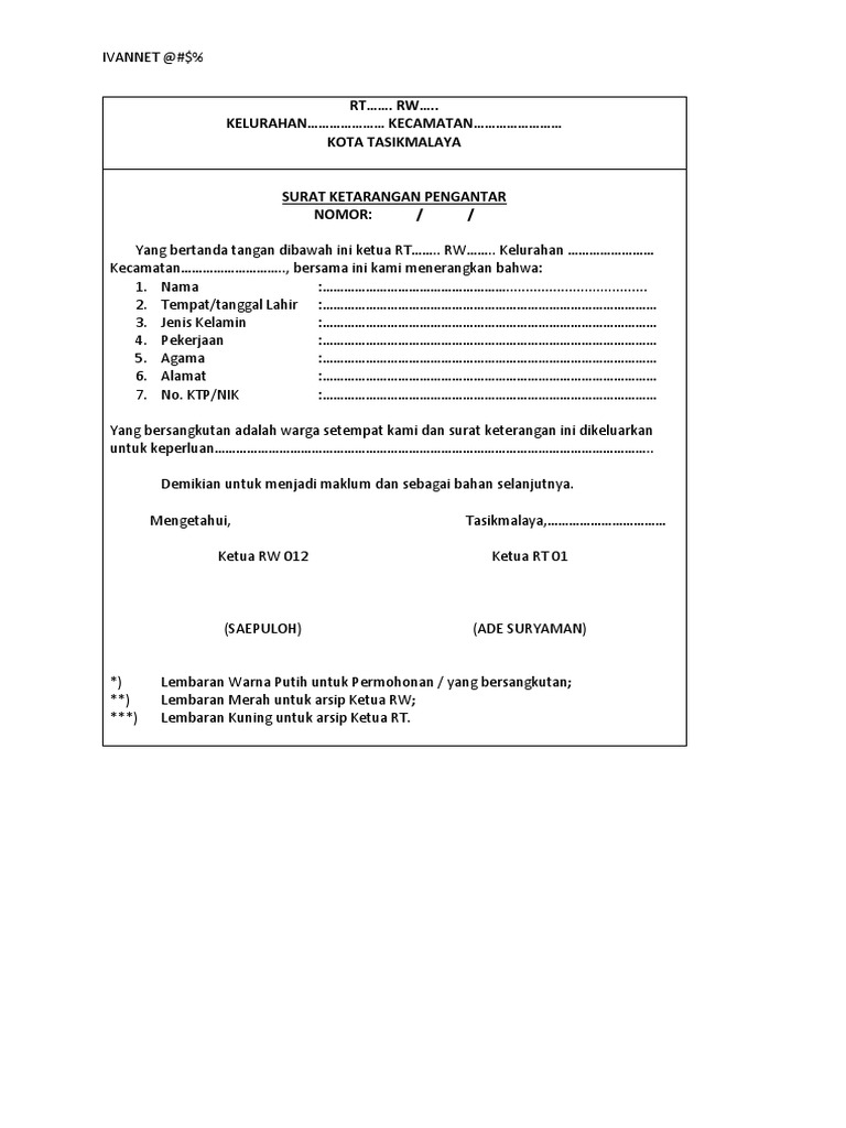 Detail Format Surat Pengantar Rt Nomer 11