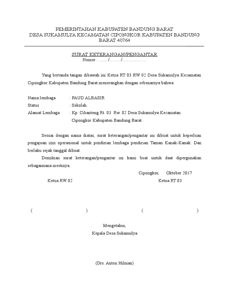 Detail Format Surat Pengantar Rt Nomer 22