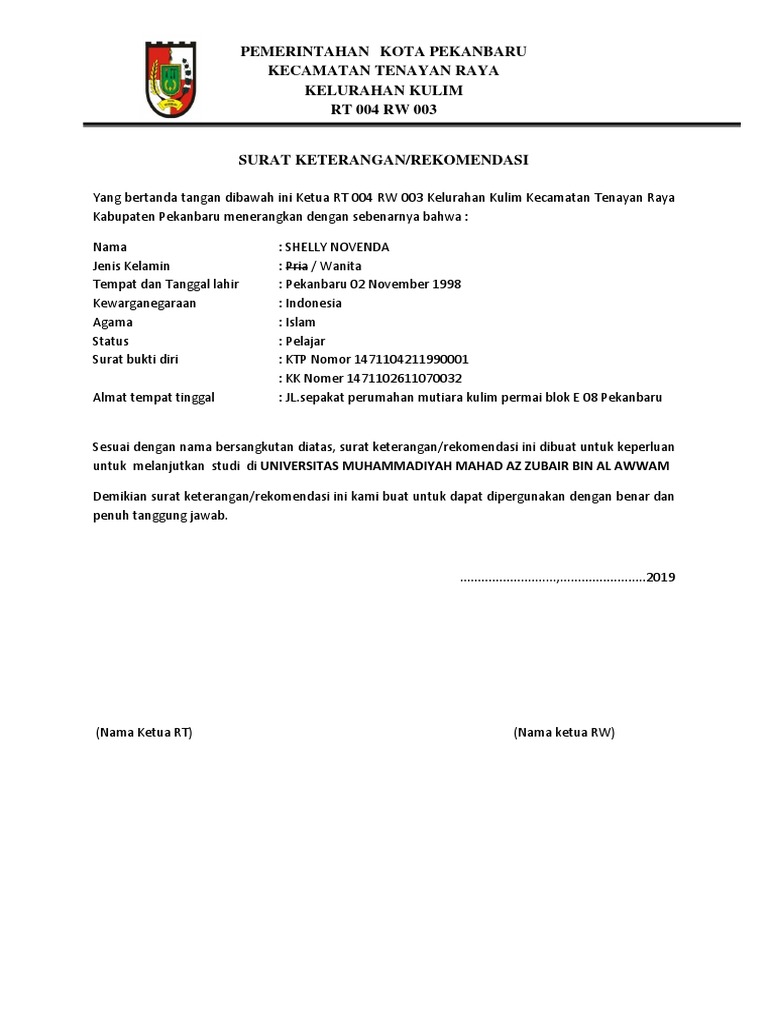 Detail Format Surat Pengantar Rt Nomer 24