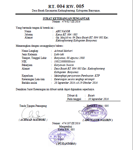 Detail Format Surat Pengantar Rt Nomer 4