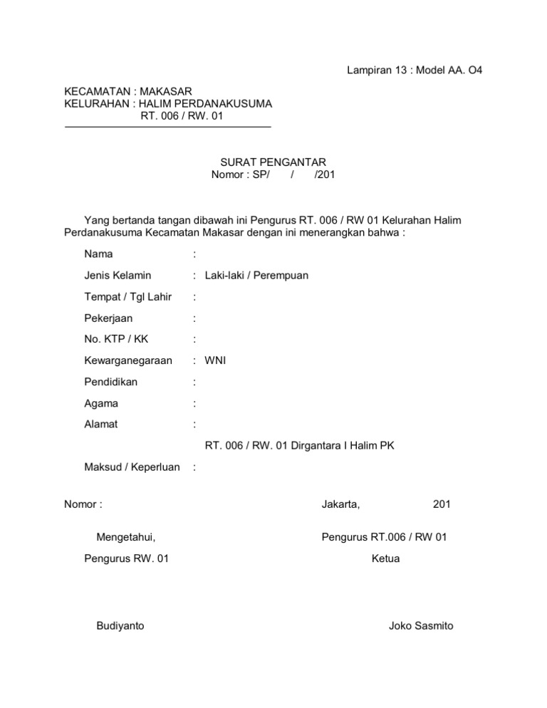 Detail Format Surat Pengantar Rt Nomer 41
