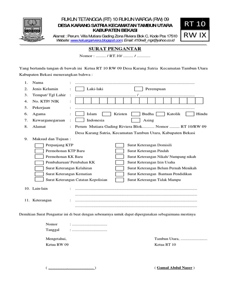 Detail Format Surat Pengantar Rt Nomer 44