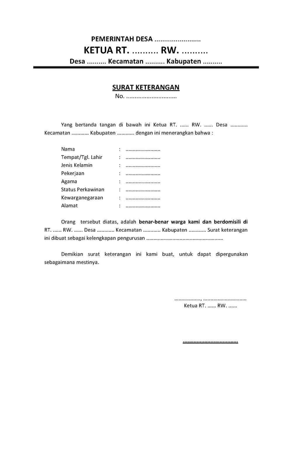 Detail Format Surat Pengantar Rt Nomer 7