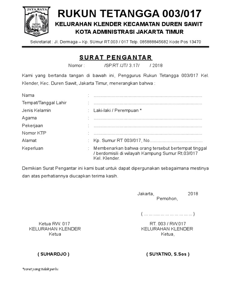 Detail Format Surat Pengantar Rt Nomer 8