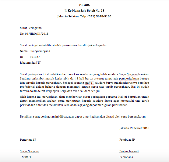 Detail Format Surat Peringatan Nomer 4