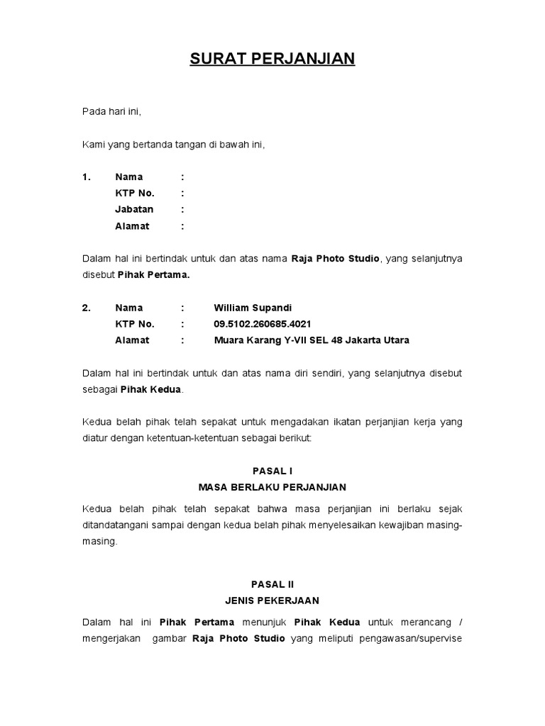 Detail Format Surat Perjanjian Nomer 21