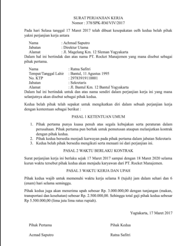 Detail Format Surat Perjanjian Nomer 3