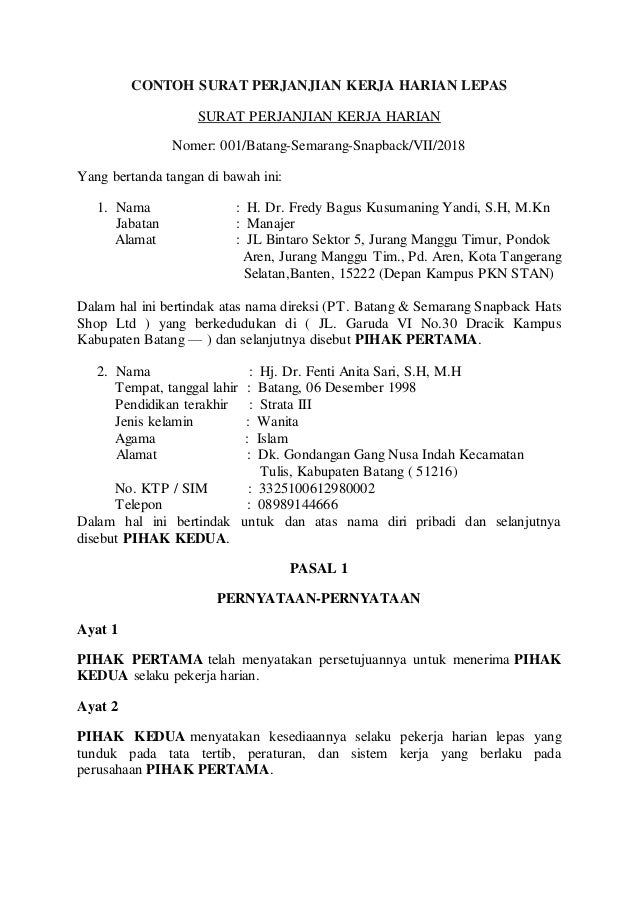 Detail Format Surat Perjanjian Nomer 24