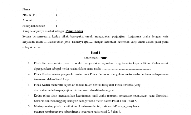 Detail Format Surat Perjanjian Nomer 27