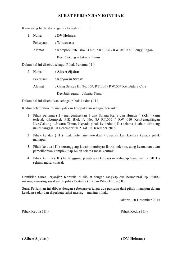 Detail Format Surat Perjanjian Nomer 8