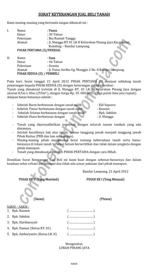 Detail Format Surat Perjanjian Jual Beli Tanah Nomer 33