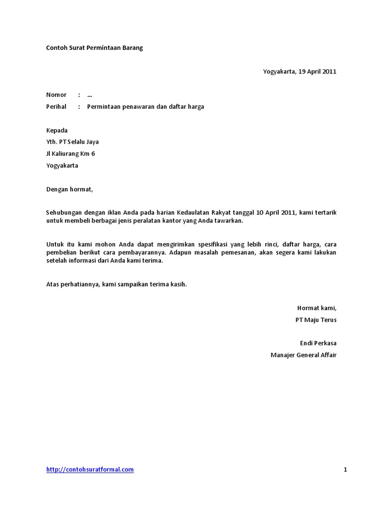 Detail Format Surat Permintaan Nomer 12