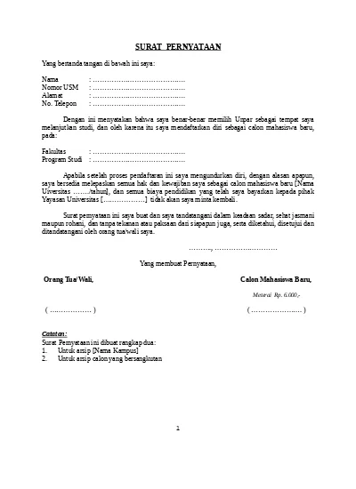 Detail Format Surat Pernyataan Nomer 47
